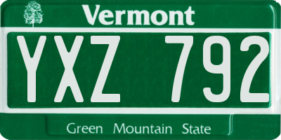 VT license plate YXZ792
