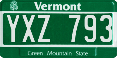 VT license plate YXZ793