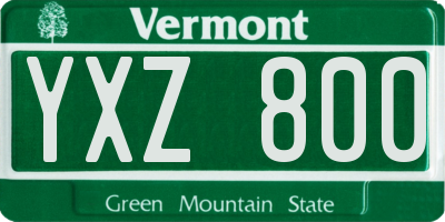 VT license plate YXZ800