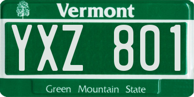 VT license plate YXZ801