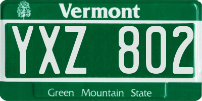 VT license plate YXZ802