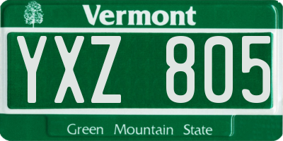 VT license plate YXZ805