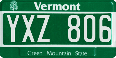 VT license plate YXZ806