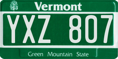 VT license plate YXZ807