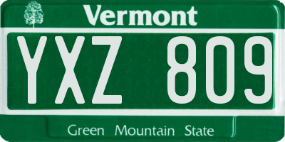 VT license plate YXZ809