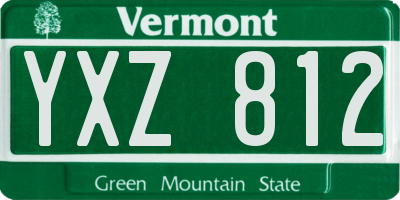 VT license plate YXZ812