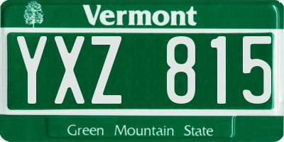 VT license plate YXZ815