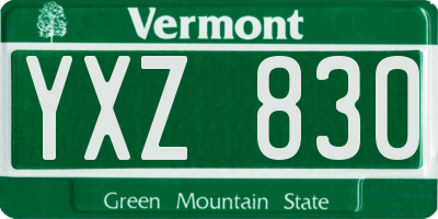 VT license plate YXZ830