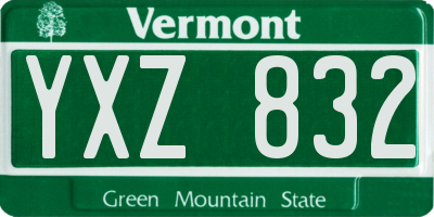VT license plate YXZ832