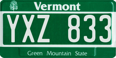 VT license plate YXZ833