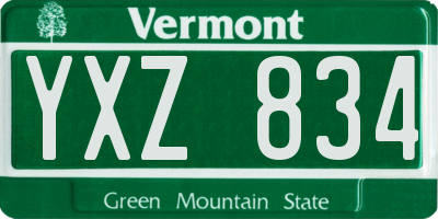 VT license plate YXZ834