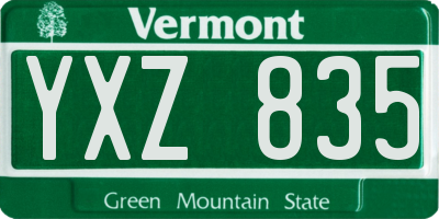VT license plate YXZ835
