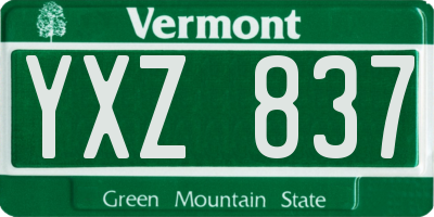 VT license plate YXZ837