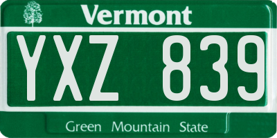 VT license plate YXZ839
