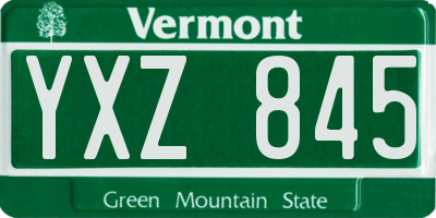 VT license plate YXZ845