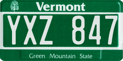 VT license plate YXZ847