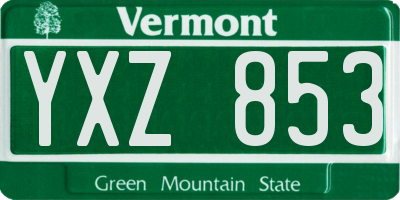 VT license plate YXZ853