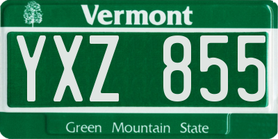 VT license plate YXZ855