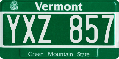 VT license plate YXZ857