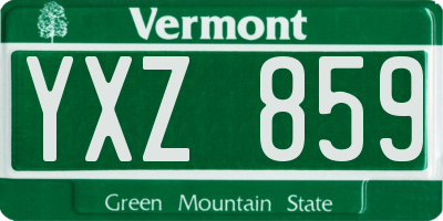 VT license plate YXZ859