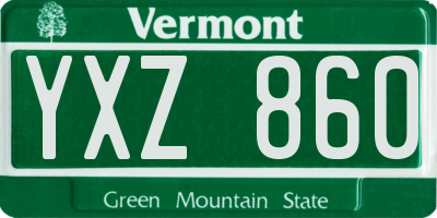 VT license plate YXZ860