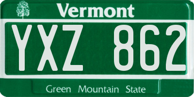VT license plate YXZ862