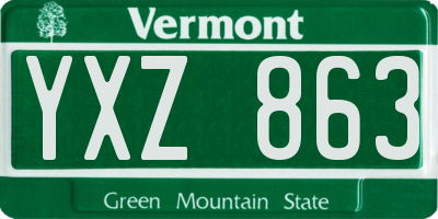 VT license plate YXZ863
