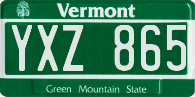 VT license plate YXZ865