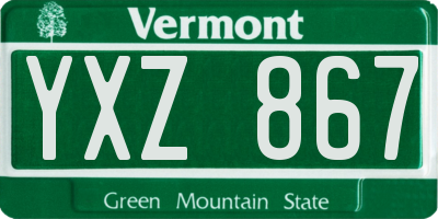VT license plate YXZ867