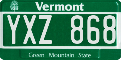 VT license plate YXZ868