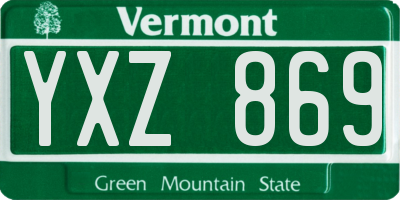 VT license plate YXZ869