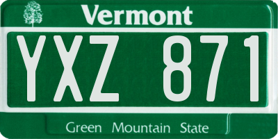 VT license plate YXZ871