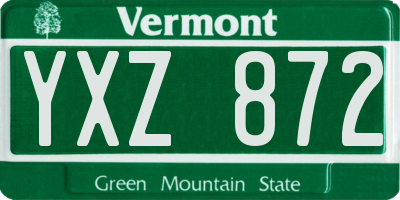 VT license plate YXZ872