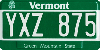 VT license plate YXZ875