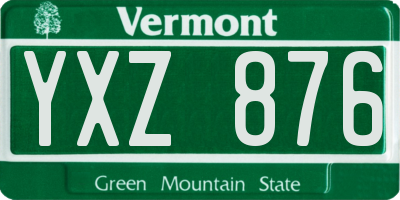 VT license plate YXZ876