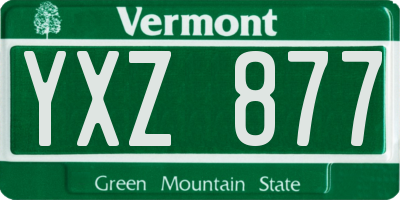 VT license plate YXZ877