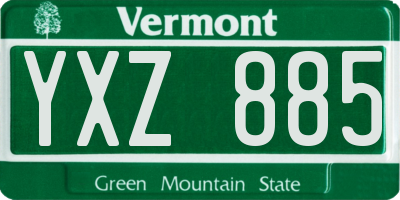 VT license plate YXZ885
