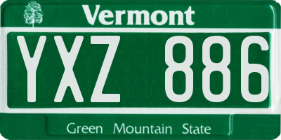 VT license plate YXZ886