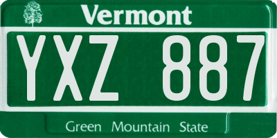 VT license plate YXZ887