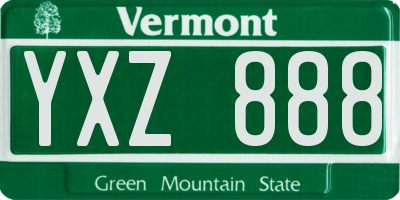 VT license plate YXZ888