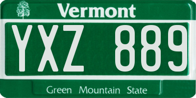 VT license plate YXZ889