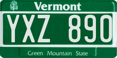 VT license plate YXZ890