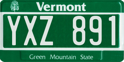 VT license plate YXZ891