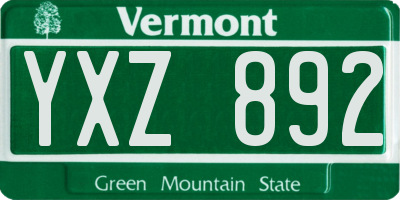 VT license plate YXZ892