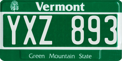 VT license plate YXZ893