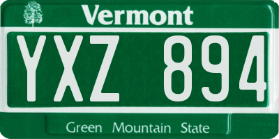 VT license plate YXZ894