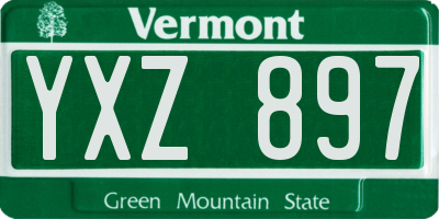 VT license plate YXZ897