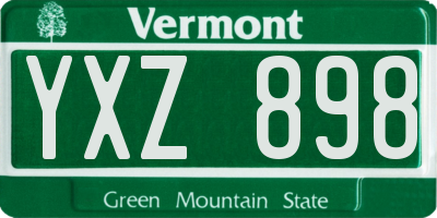 VT license plate YXZ898
