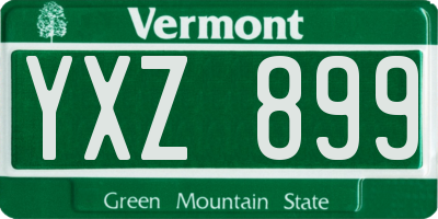 VT license plate YXZ899