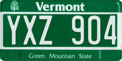 VT license plate YXZ904